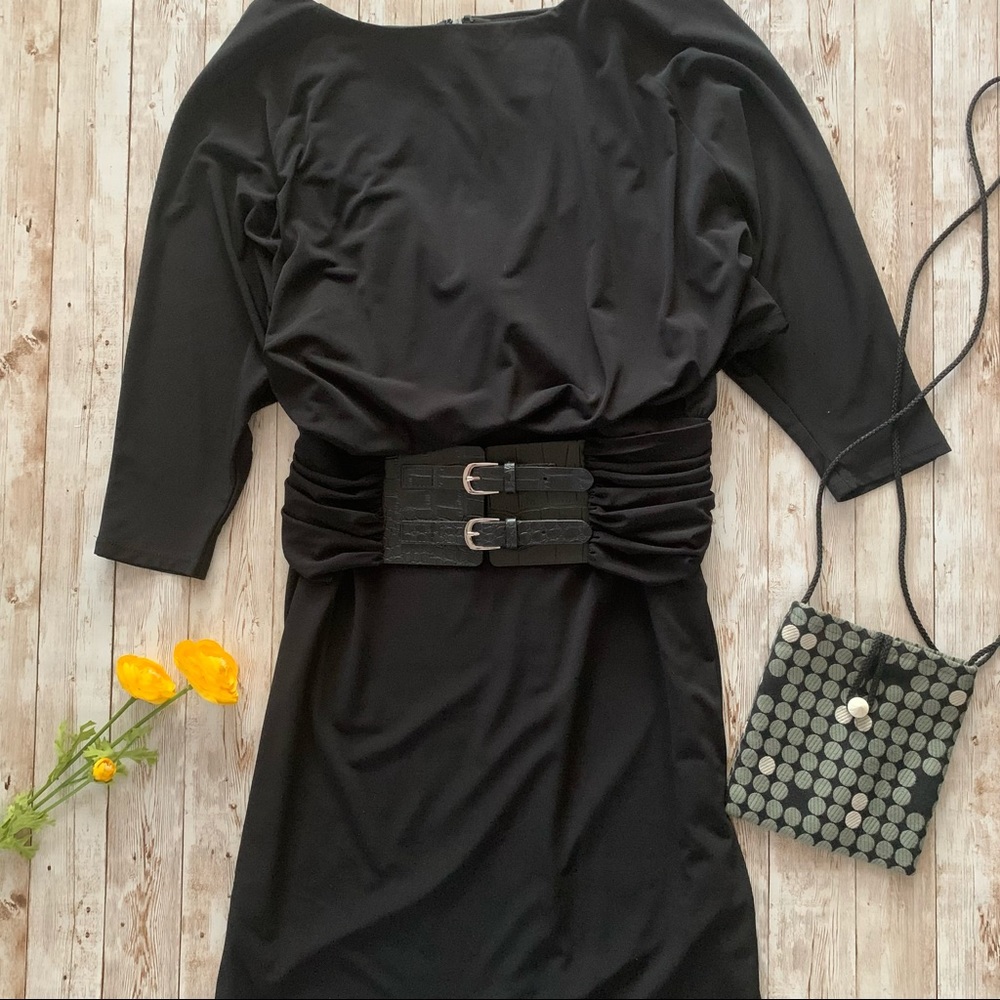 DONATED 🌞🆕Jessica H Belted Black Dress Sz 6
